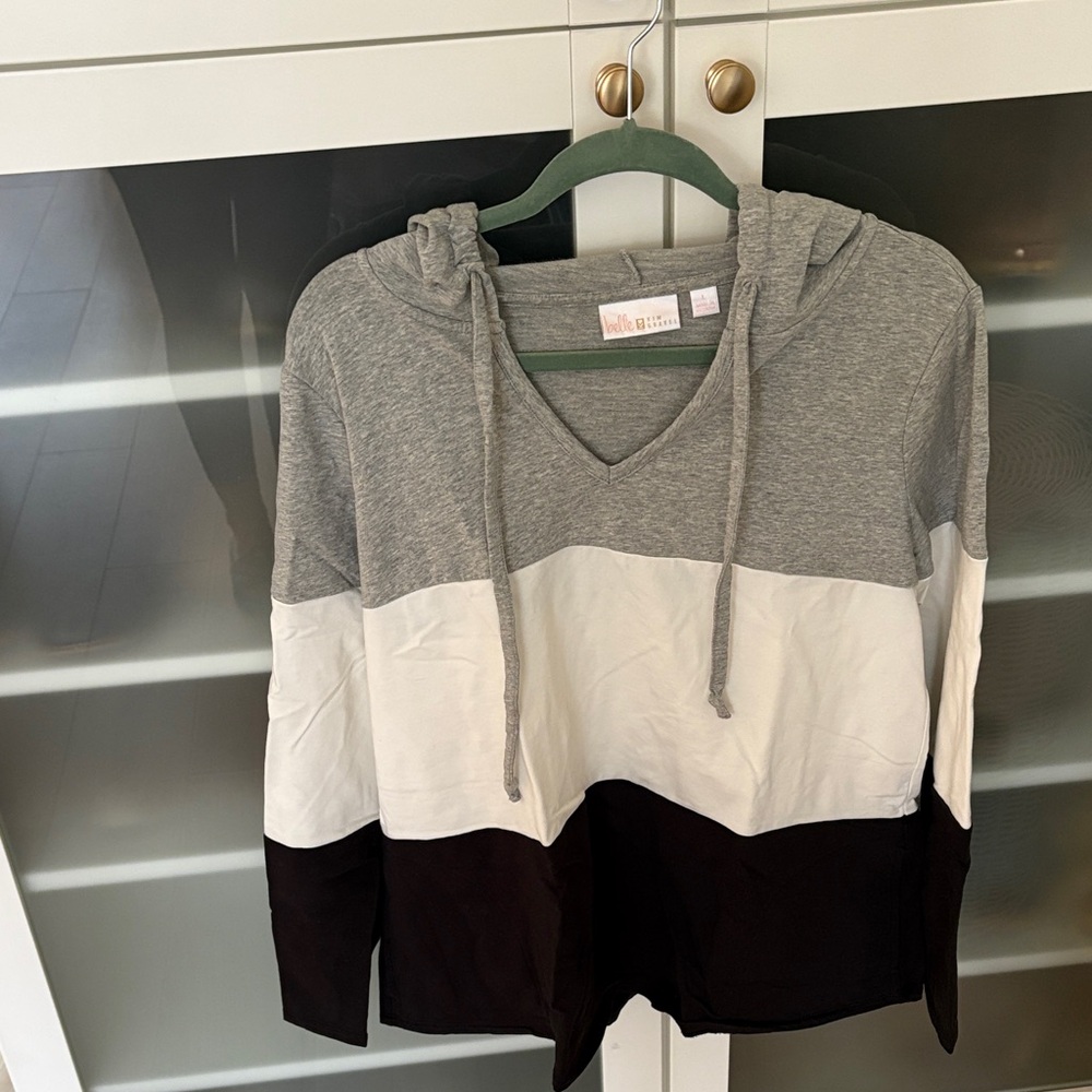 NEW Belle by Kim Gravel Color Block Hoodie Sweater